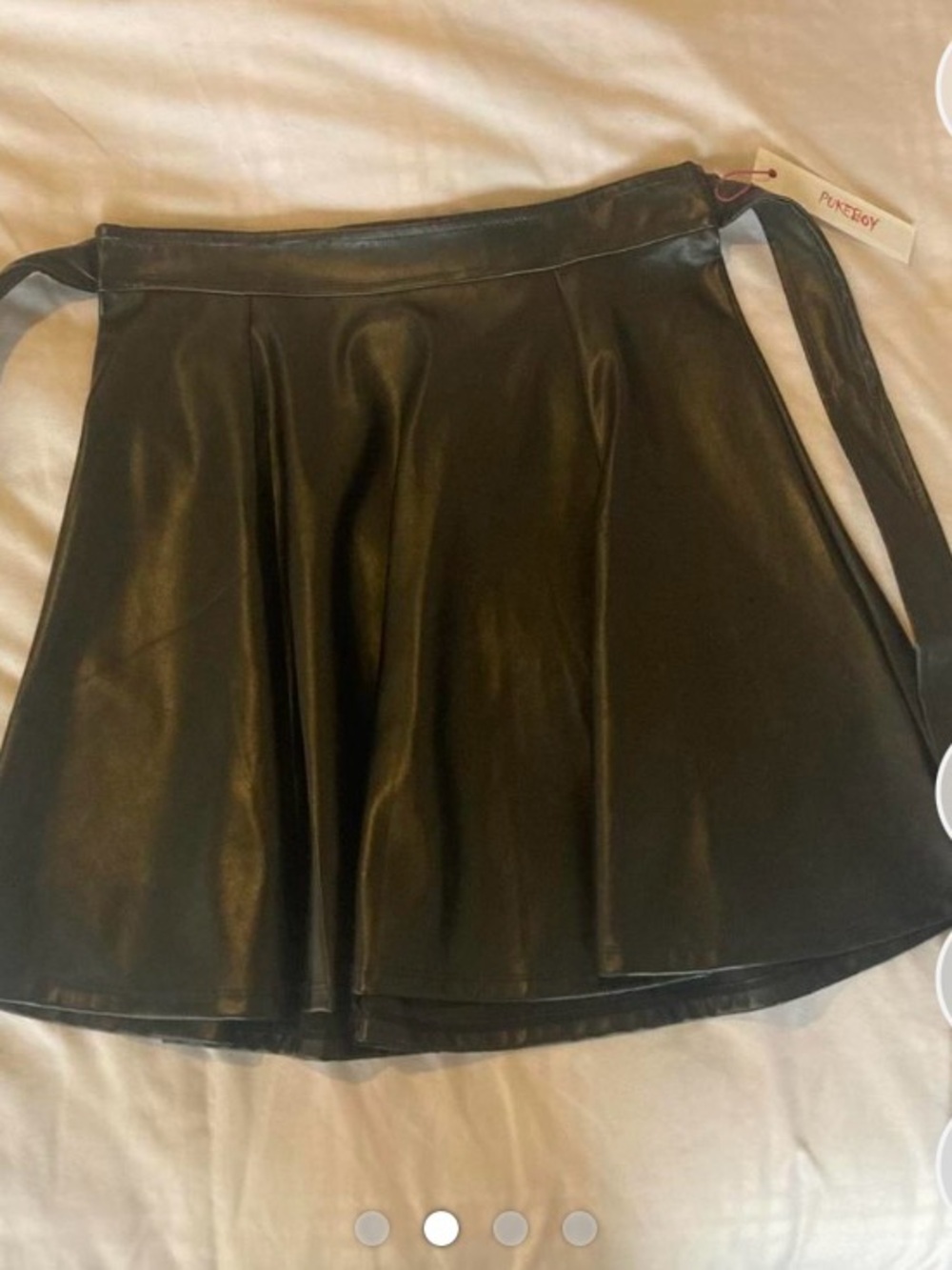 Black Faux Leather A-Line Skirt - Picture 2 of 4
